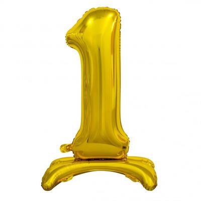 PALLONCINO MYLAR NUMERO 1 18INCH-38CM ORO AD ARIA