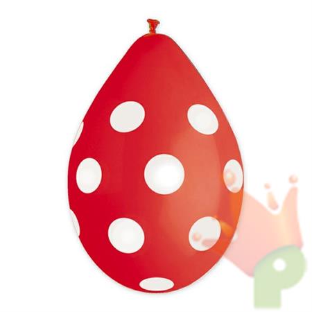 PALLONCINI 12INCH ALL AROUND POIS ROSSO 10PZ