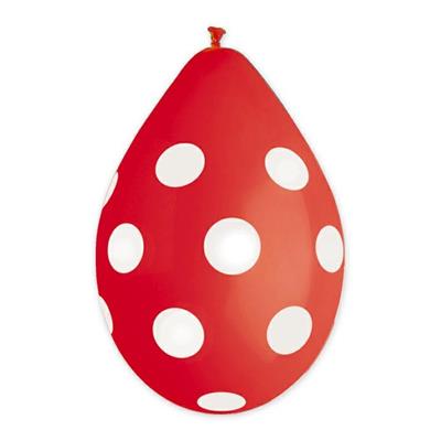 PALLONCINI 12INCH ALL AROUND POIS ROSSO 10PZ