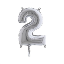 PALLONCINO MYLAR NUMERO 2 36CM 14INCH ARGENTO