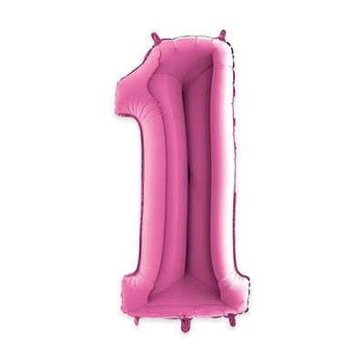 PALLONCINO MYLAR NUMERO 1 40INCH 102CM FUCSIA