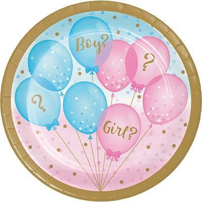 PIATTI 18CM GENDER REVEAL BALLOONS 8PZ