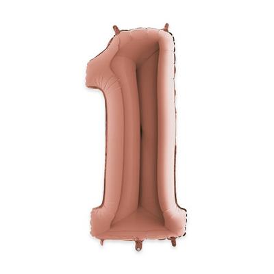 PALLONCINO MYLAR NUMERO 1 40INCH - 102CM ROSE GOLD