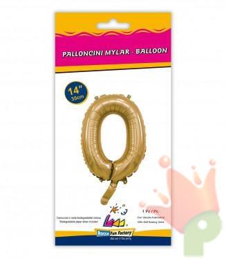 PALLONCINO MYLAR 14INCH NUMERO 0 ORO