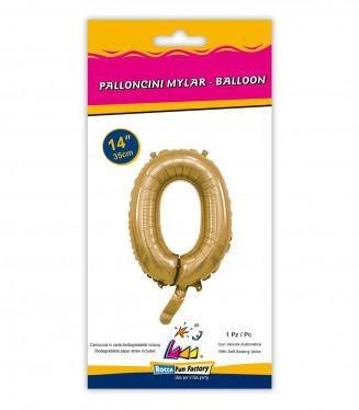 PALLONCINO MYLAR 14INCH NUMERO 0 ORO