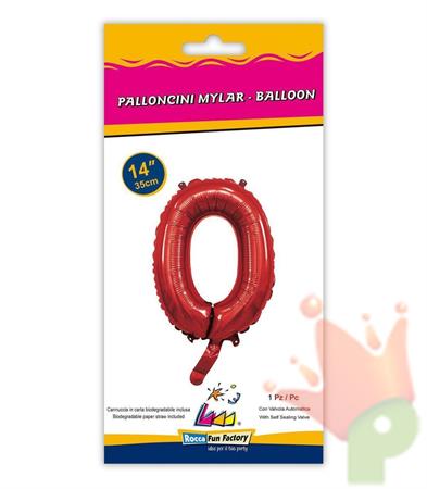 PALLONCINO MYLAR 14INCH NUMERO 0 ROSSO