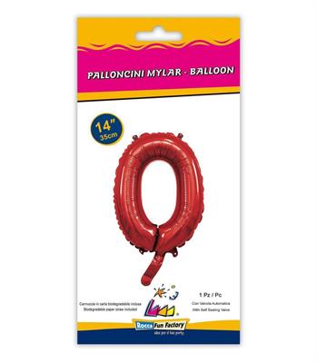 PALLONCINO MYLAR 14INCH NUMERO 0 ROSSO