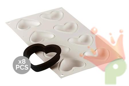 STAMPO IN SILICONE KIT MINI TARTE AMOUR + 8 ANELLI CUORE