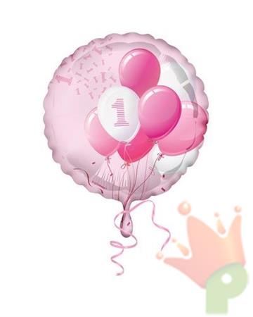 PALLONCINO MYLAR 18INCH 45CM 1 COMPLEANNO ROSA