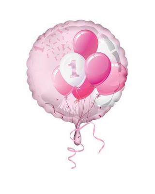 PALLONCINO MYLAR 18INCH 45CM 1 COMPLEANNO ROSA