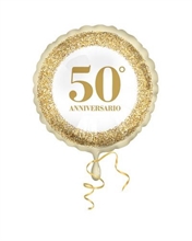 PALLONCINO MYLAR 18INCH 45CM 50° ANNIVERSARIO GLITTER