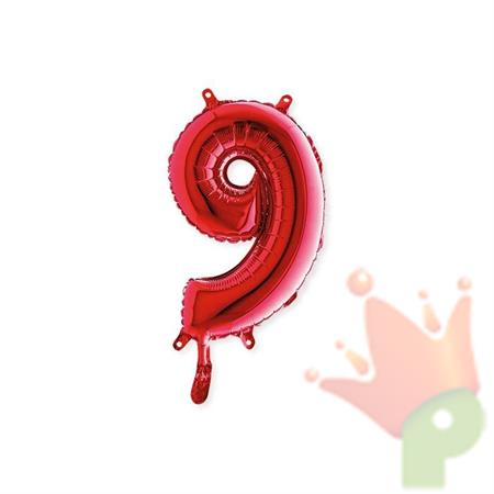 PALLONCINO MYLAR 14INCH 36CM NUMERO 9 ROSSO