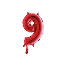 PALLONCINO MYLAR 14INCH 36CM NUMERO 9 ROSSO