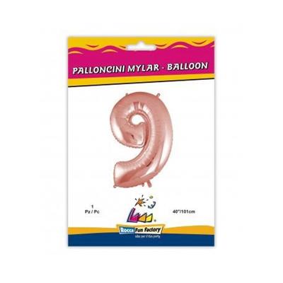 PALLONCINO MYLAR 40INCH 101CM NUMERO 9 ROSA GOLD