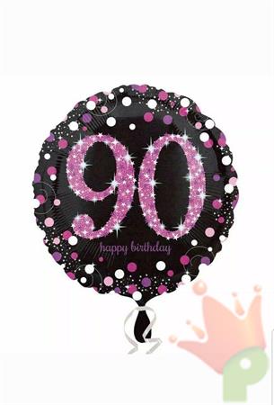 PALLONCINO MYLAR 18INCH 43CM HAPPY BIRTHDAY 90 ANNI PINK