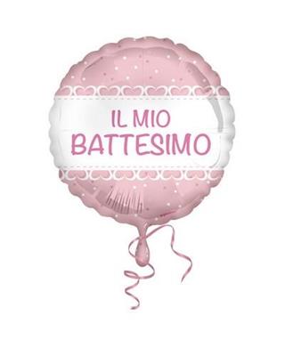 PALLONCINO MYLAR 18INCH 45CM BATTESIMO ROSA