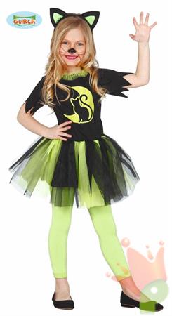 COSTUME GATTO VERDE BAMBINA TG. 5-6 ANNI D5