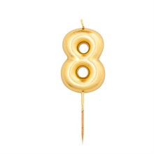 CANDELINA NUMERO 8 ORO METAL 8CM CON PICK