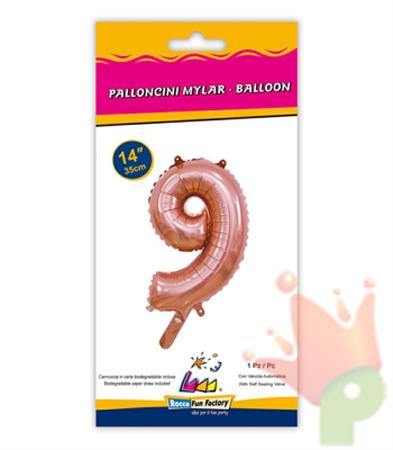 PALLONCINO MYLAR 14INCH NUMERO 9 ROSA GOLD