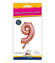 PALLONCINO MYLAR 14INCH NUMERO 9 ROSA GOLD