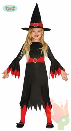 COSTUME STREGA NERA/ROSSA BAMBINA TG. 5-6 ANNI