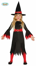 COSTUME STREGA NERA/ROSSA BAMBINA TG. 5-6 ANNI