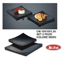 PIATTO 10X10X1,5CM SUSHI BAMBOO NERO 2PZ