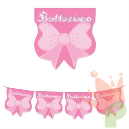 FESTONE SAGOMATO IN PLASTICA BATTESIMO BABY ROSA