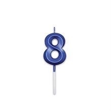 CANDELINA NUMERO 8 PRESTIGE BLU METAL 9CM