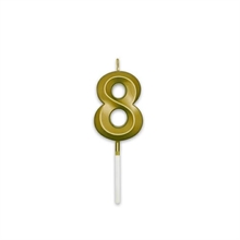 CANDELINA NUMERO 8 PRESTIGE ORO METAL 9CM