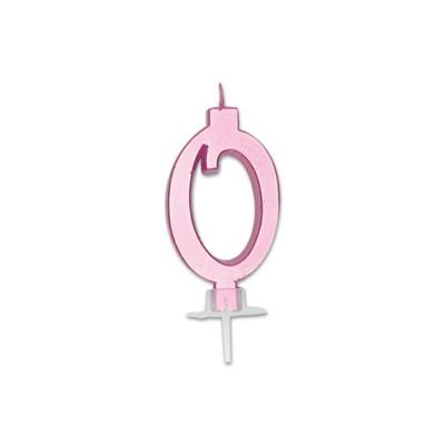 CANDELINA NUMERO 0 ROSA METAL 7CM