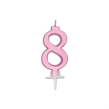 CANDELINA NUMERO 8 ROSA METAL 7CM