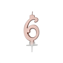 CANDELINA NUMERO 6 ROSE GOLD METAL 7CM