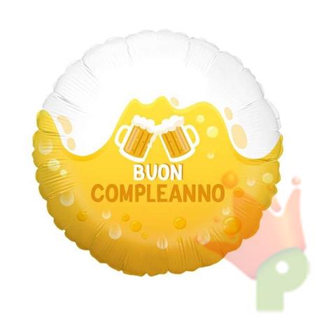 PALLONCINO MYLAR 18INCH COMPLEANNO BIRRA