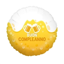 PALLONCINO MYLAR 18INCH COMPLEANNO BIRRA