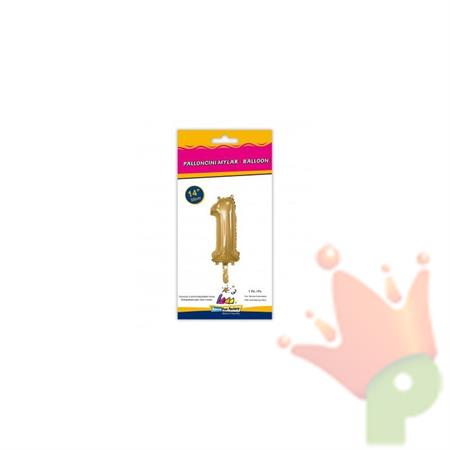 PALLONCINO MYLAR 14INCH NUMERO 1 ORO