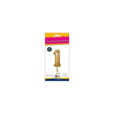 PALLONCINO MYLAR 14INCH NUMERO 1 ORO