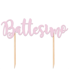 CAKE TOPPER ITALIC 20X13CM BATTESIMO ROSA