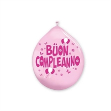 PALLONCINI 10INCH - 26CM BUON COMPLEANNO ROSA 20PZ