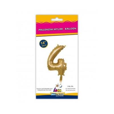 PALLONCINO MYLAR 14INCH NUMERO 4 ORO