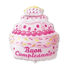 PALLONCINO MYLAR 29INCH BUON COMPLEANNO CAKE ROSA