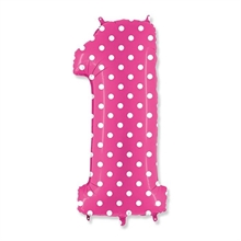 PALLONCINO MYLAR NUMERO 1 MAXI POIS FUCSIA