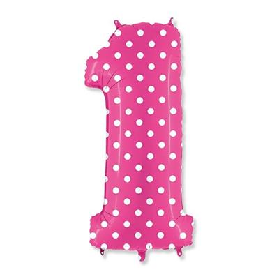 PALLONCINO MYLAR NUMERO 1 MAXI POIS FUCSIA