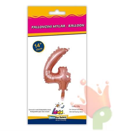 PALLONCINO MYLAR 14INCH NUMERO 4 ROSA GOLD