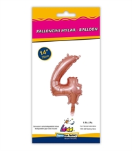 PALLONCINO MYLAR 14INCH NUMERO 4 ROSA GOLD