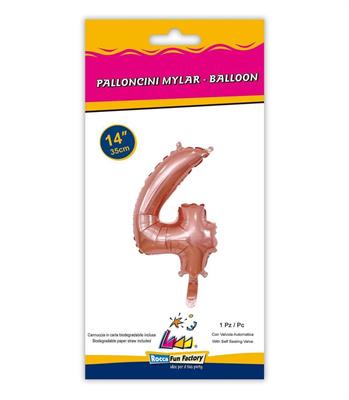 PALLONCINO MYLAR 14INCH NUMERO 4 ROSA GOLD