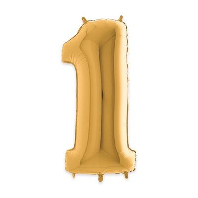 PALLONCINO MYLAR 40INCH 102CM NUMERO 1 ORO