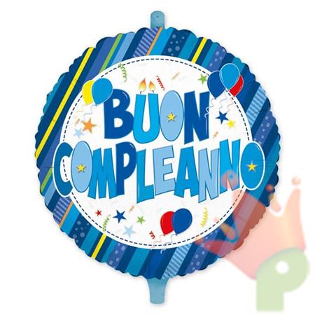 PALLONCINO MYLAR 18INCH - 45CM BUON COMPLEANNO CELESTE