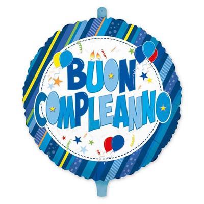 PALLONCINO MYLAR 18INCH - 45CM BUON COMPLEANNO CELESTE