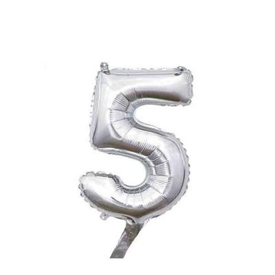 PALLONCINO MYLAR 14 INCH NUMERO 5 ARGENTO